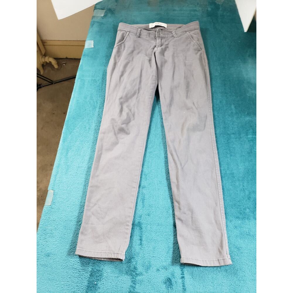 Hollister Pants Sz 00 Womens Gray Stretch Chino Khaki Ladies Straight Work